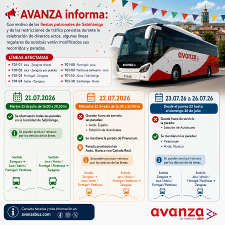 Imagen Afecciones Líneas Autobús por fiestas de Sabiñanigo